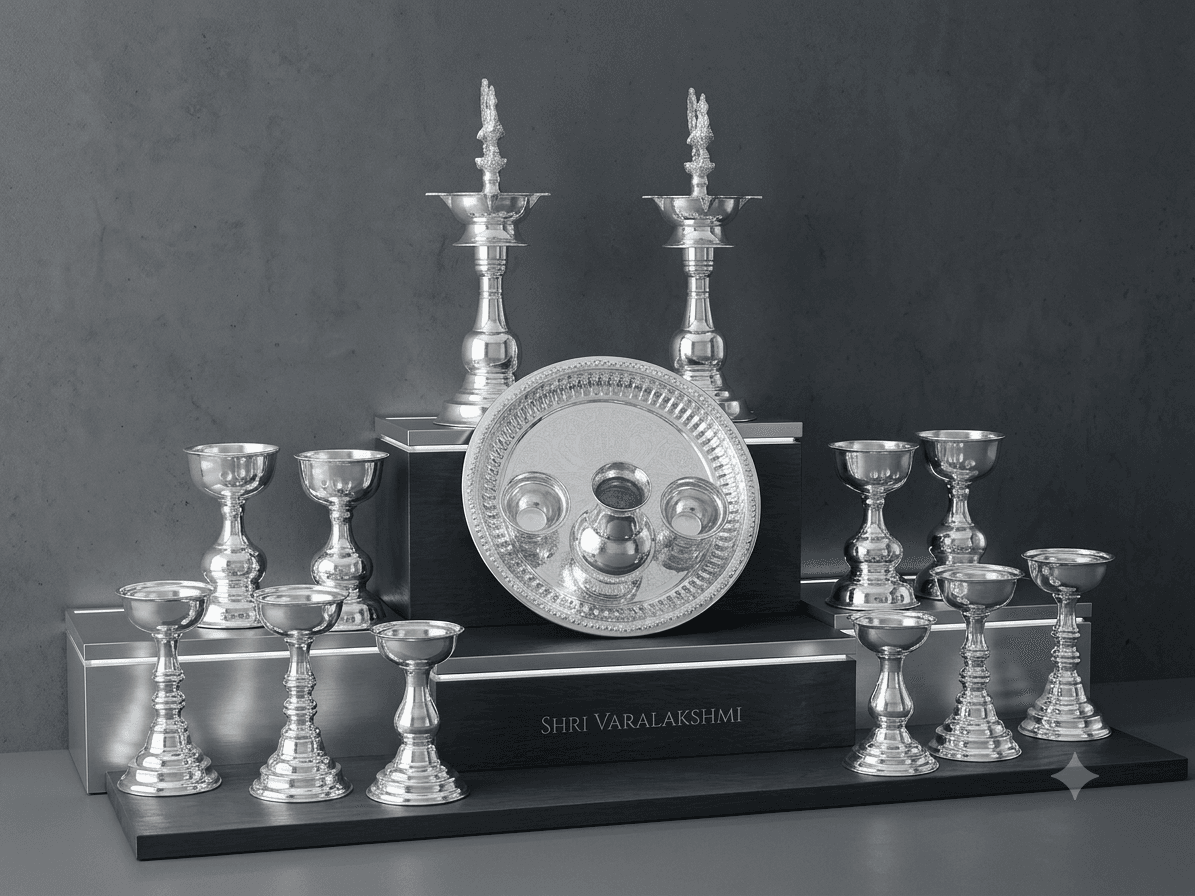 German Silver Lamps with Traditional Plate