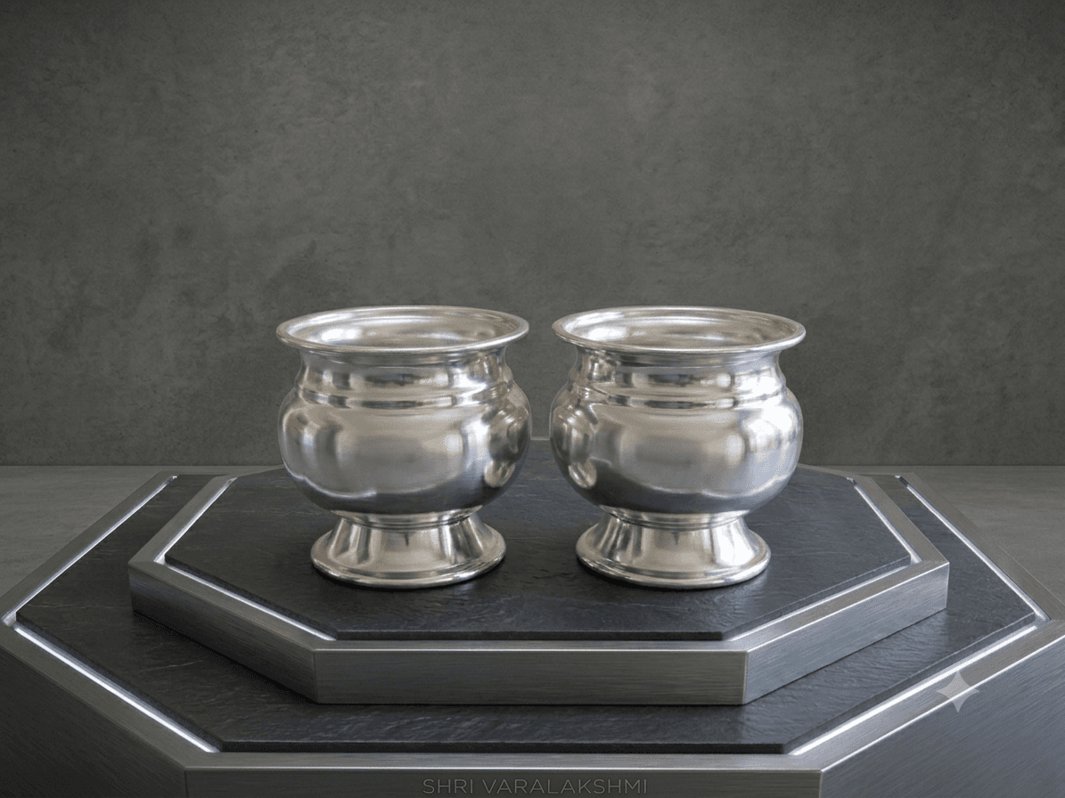 Dual Polished Silver Kalash Urns