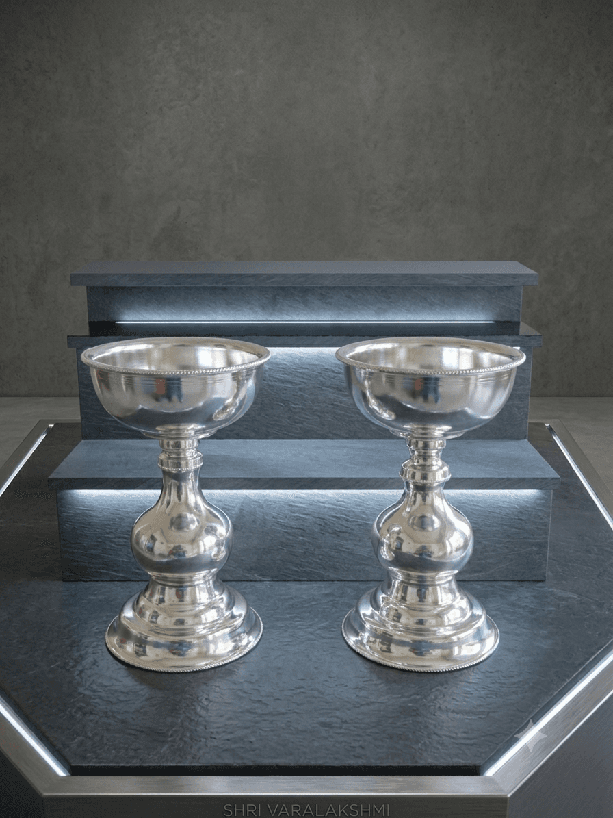 German Silver Pooja Plates Set of 5